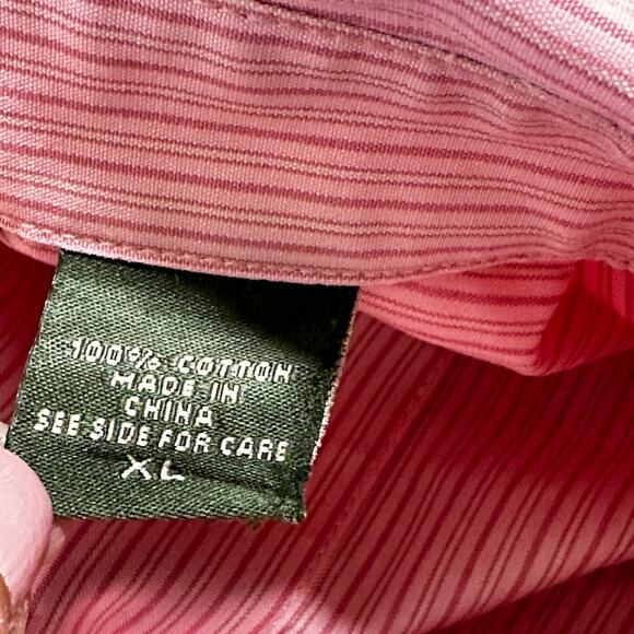 Eddie Bauer Women Shirt XL Pink Striped Button Up Long Sleeve 100% Cotton STAIN - Picture 7 of 10